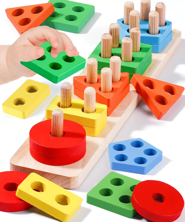 Montessori Toys for 1 2 3 Year Old Boy Girl Wooden Sensory Toys for Toddlers 1-3 Toys for Ages 2-4 1 2 Year Old Boy Girl Gifts Shape Sorter Motor Skills Toddler Learning Activities Puzzles Toys