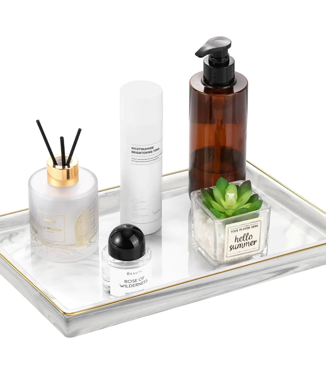 Bathroom Vanity Tray 12inch Marble Ceramic Bathroom Trays for Counter