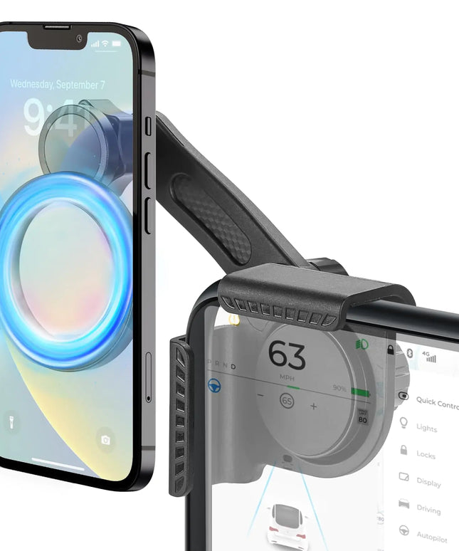 Tesla Phone Mount, Magsafe Strongest Magnetic Tesla Phone Holder for Tesla Model 3/Model Y/Cybertruck Accessories. No Glue for Car Phone Mount for Tesla with Magnetic Ring Fits for All Phone